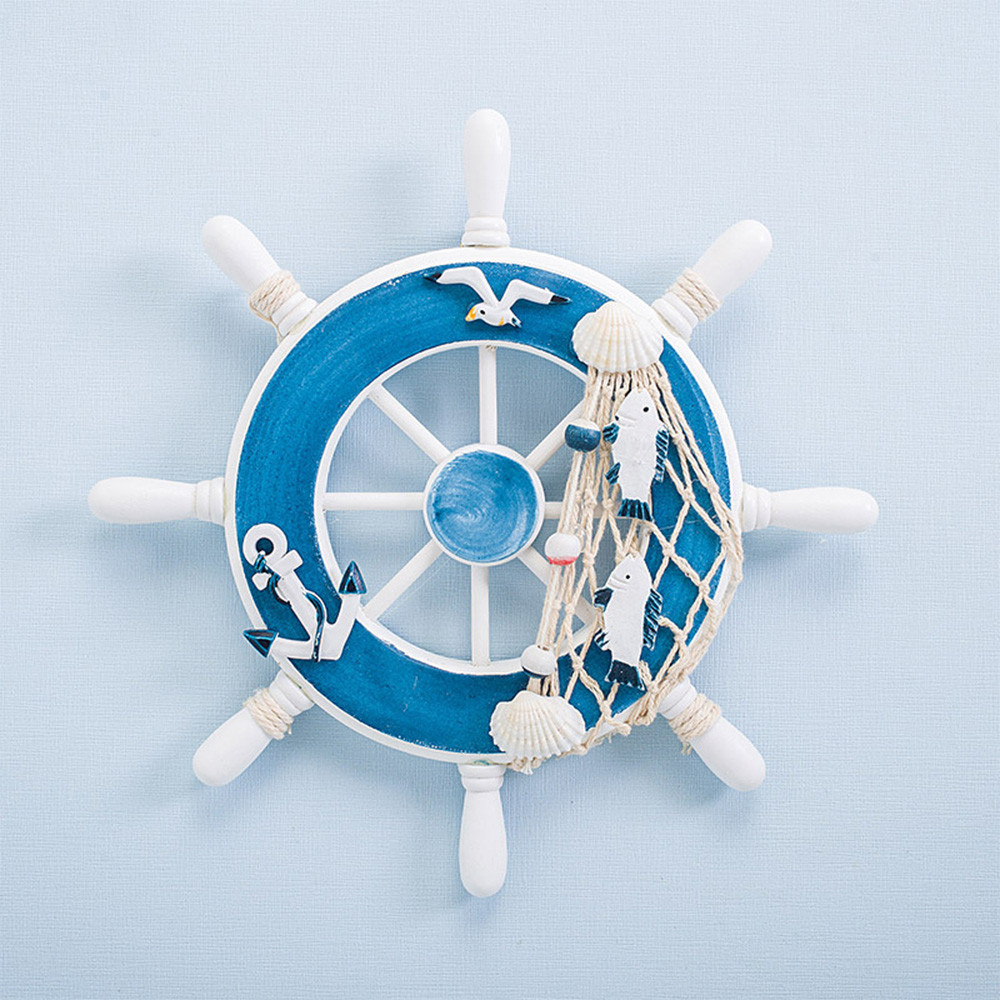 Nautical เรือพวงมาลัย Rudder เครื่องประดับไม้ Rudder Wall Decor สําหรับห้องน้ําประตูแขวนเครื่องประดั