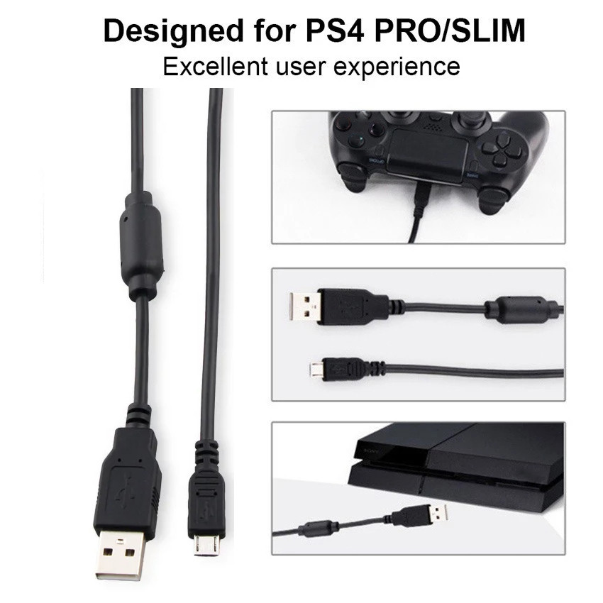 2M สายเคเบิลข้อมูล USB สําหรับ PS4 Controller Gamepad สายชาร์จสําหรับ PS4/PS4 Slim/PS4 Pro จอยสติ๊กคอนโซลอุปกรณ์เสริม