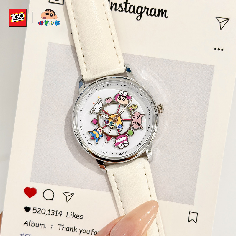 ZGO Crayon Shin-Chan หญิงนาฬิกาควอตซ์ Carousel Creative School นักเรียนของขวัญวันเกิด 1121