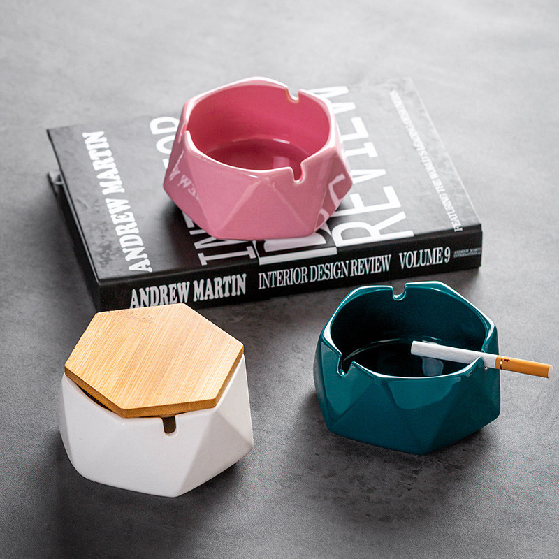 Nordic เซรามิค Ashtray Creative Home ห้องนั่งเล่น ins ที่ไม่ซ้ํากันอินเทรนด์สํานักงานพร้อมฝาปิด Ashtray แฟชั่น