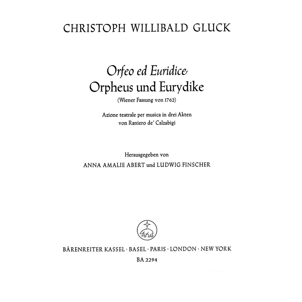 Grogo Orfeo และ Euridice Orfeo Euridice General Score+Score