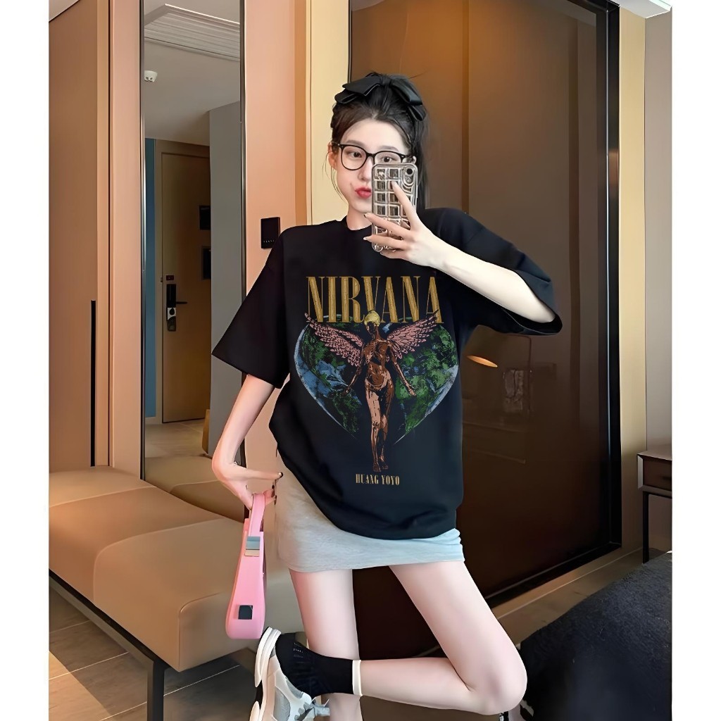 COD✅ (จัดส่งในกรุงเทพฯ) เสื้อยืดซักสีดำผู้หญิงเสื้อยืดสไตล์เรโทรผู้หญิงแขนสั้นเสื้อเชิ้ตผ้าฝ้าย 100%