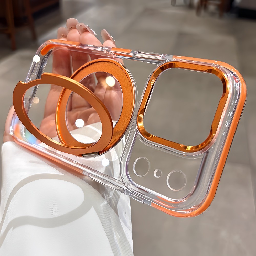 หรูหรา 360° ขาตั้งหมุนได้เคสแม่เหล็กสําหรับiPhone 17 Air 16 15 14 13 Pro Max Plusฝาครอบกันกระแทกแบบใส