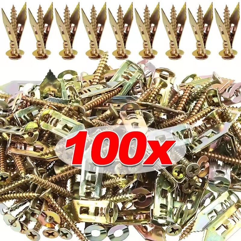 50 ชุด Heavy Duty Self เจาะ Wall Anchors พร้อมสกรู-สกรูแตะตัวเองสําหรับยิปซั่ม Plasterboard Dowel โลหะขยาย