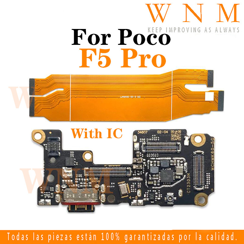 สําหรับ Poco F5 Pro 23013PC75G เมนบอร์ดหลักเมนบอร์ด flex Board Connector จอแสดงผล LCD USB ชาร์จพอร์ต Dock Connector ชาร์จ Flex Cable เปลี่ยนอะไหล่