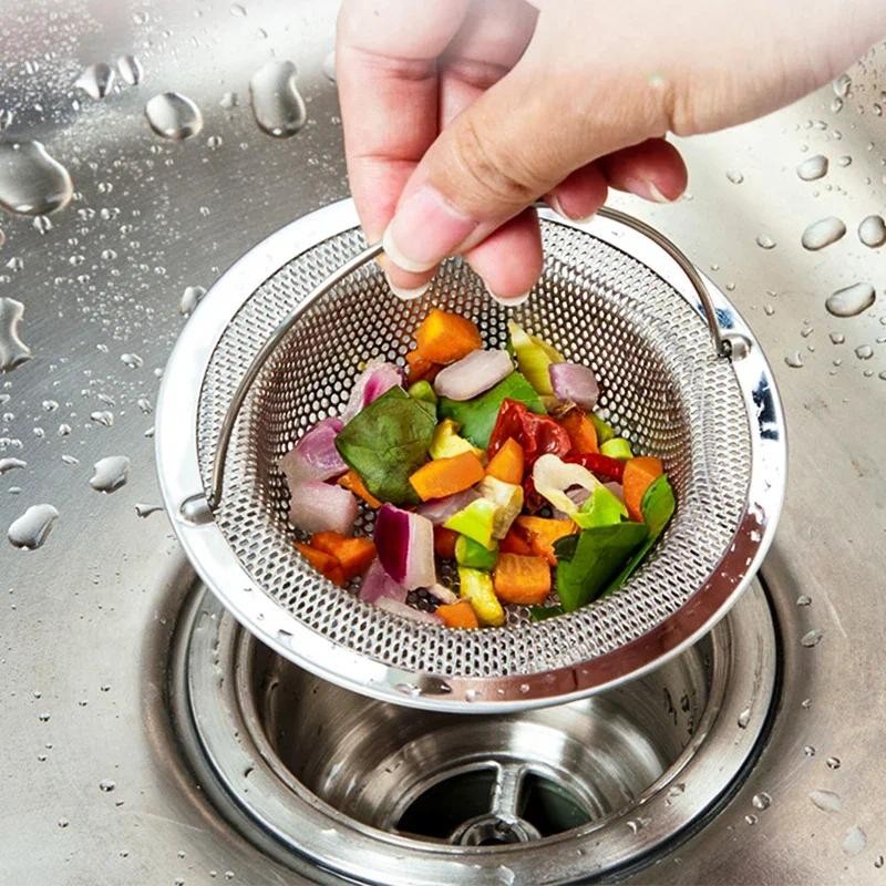 Kitchen Sink Strainer 304 Stainless Steel with Carrying Handle Fine Mesh Sink Strainer Food Hair Str