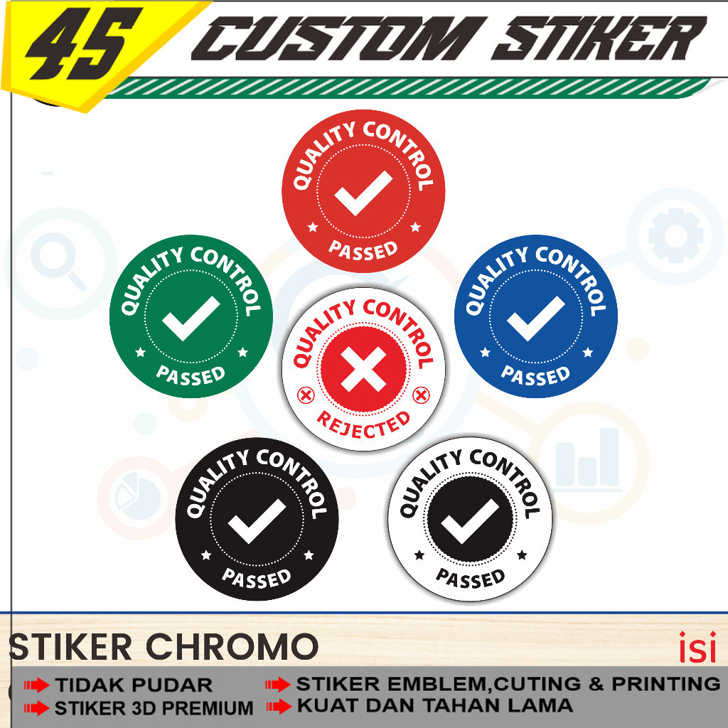 Chromo Qc Passed Sticker - การควบคุมคุณภาพ - สติ๊กเกอร์ปฏิเสธ - เส้นผ่านศูนย์กลาง 1 ซม
