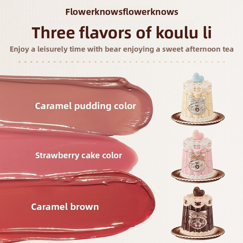 Flower Knows New Sweetheart Bear Mirror Lipstick Film Forming Lip Freeze Refreshing Color Showing Face Cute And Versatile Mouth Red Lip Glaze Lip Makeup - รูปที่ 5