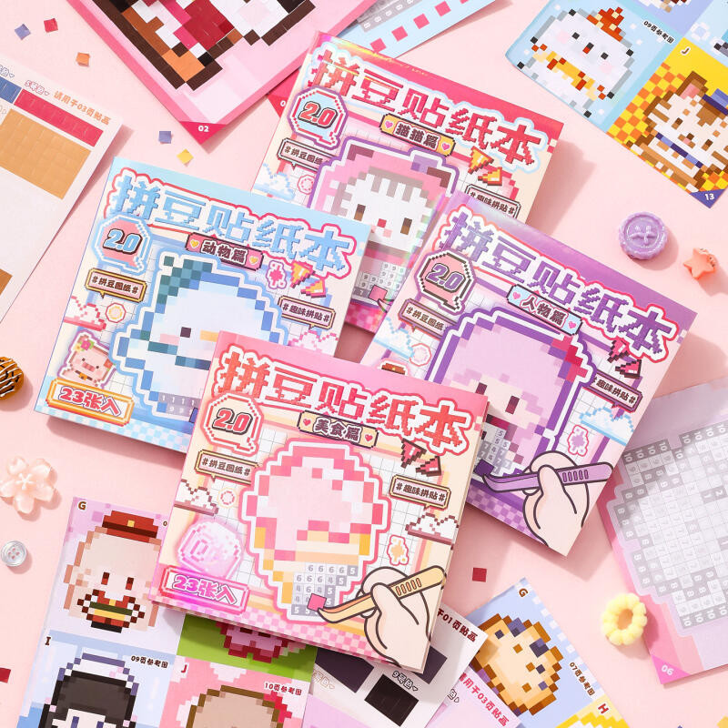 เอ่อ 23ชิ้น [ลูกปัดโมเสคสติกเกอร์หนังสือชุด] วาชิ กระดาษสัตว์ตัวละครอาหารมินิลูกปัดหนังสือสมุดวารสารวางแผนตกแต่งเครื่องเขียนสติก