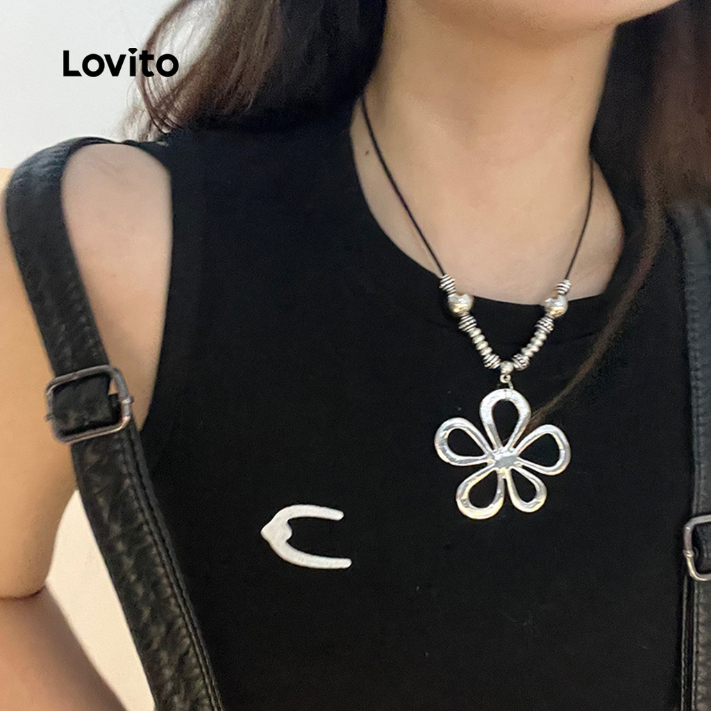 Lovito สร้อยคอเนื้อโลหะ LCS20A305