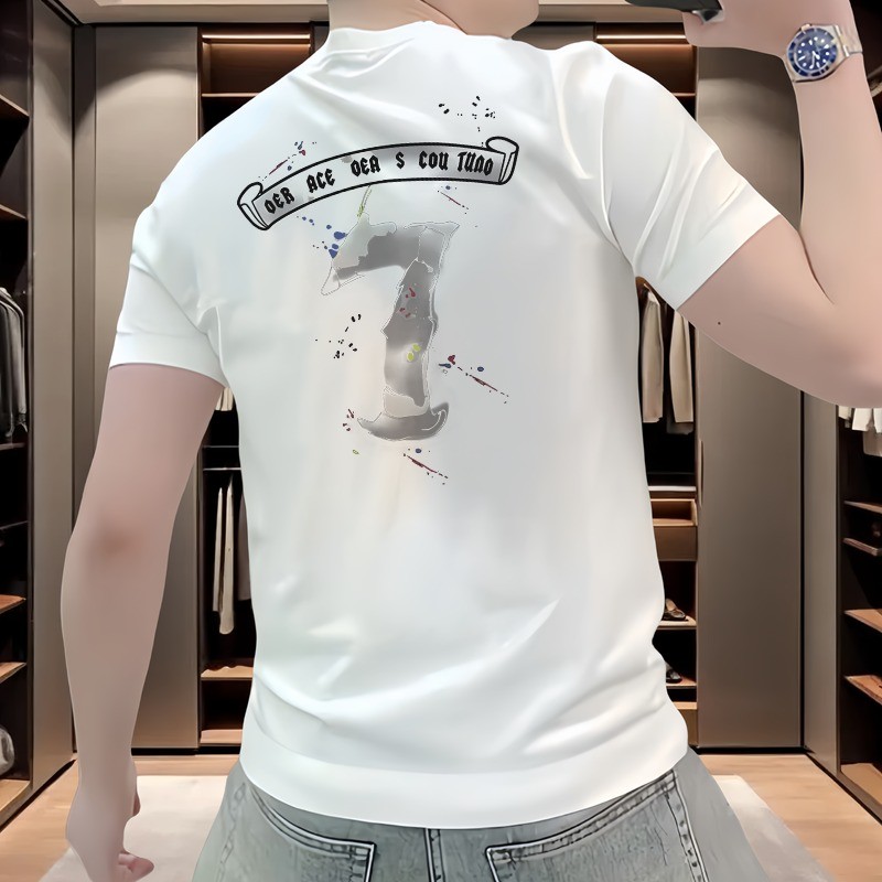 2025 NEW 2025S1806 Cool Silk Cotton White Ink Print P22 Black White S-5XL new23 DK95