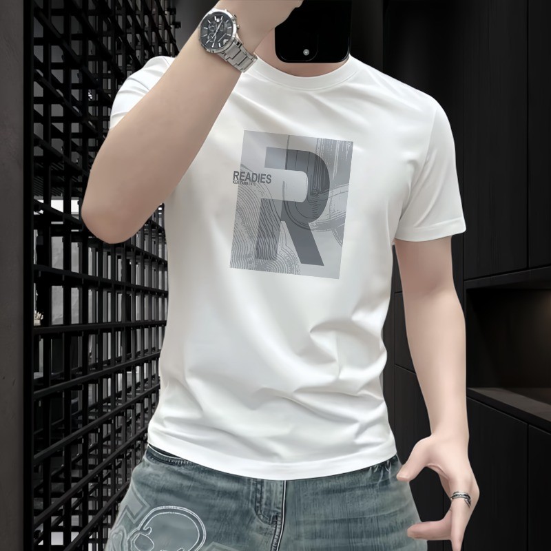 COD 2025S1721 Cool Feel Mercerized Cotton White Ink Print P22 Black White S-5XL new23 F0UQ