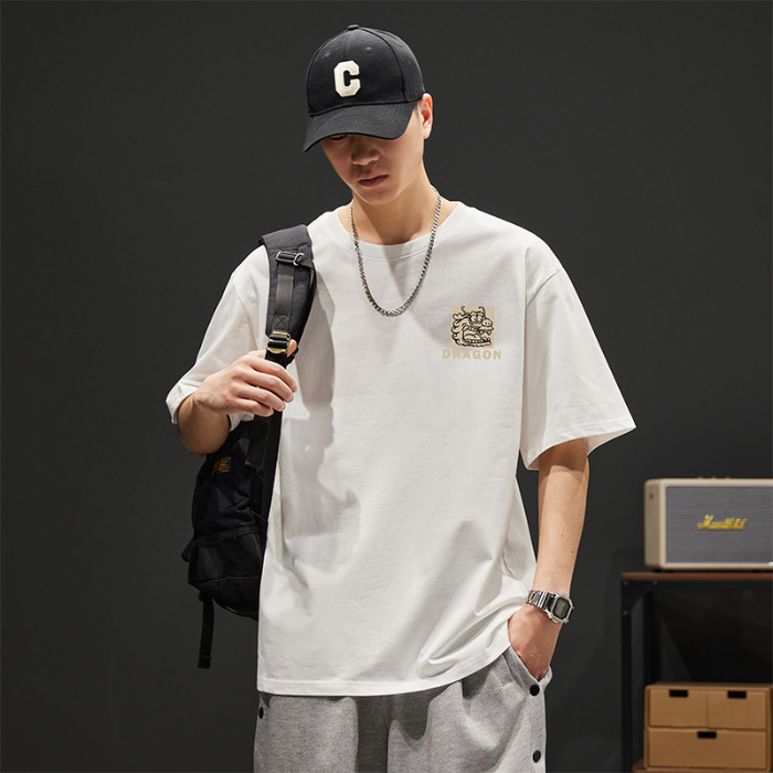2025 NEW 2025 Real Shot Heavyweight Men's High-end Mercerized Soft Cotton 2024 Summer New High Stree