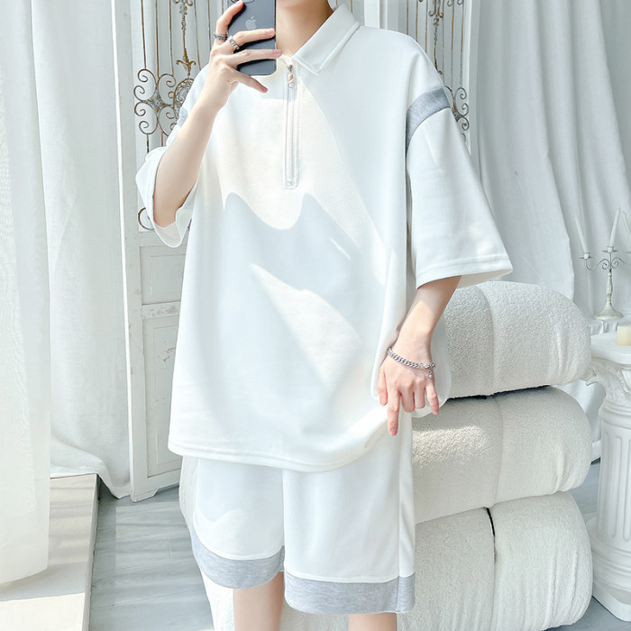 2025 NEW 2025 Patchwork Polo Shirt Set Plus Size Couple T3611 Top Special P35/DK8602 Pants Special P