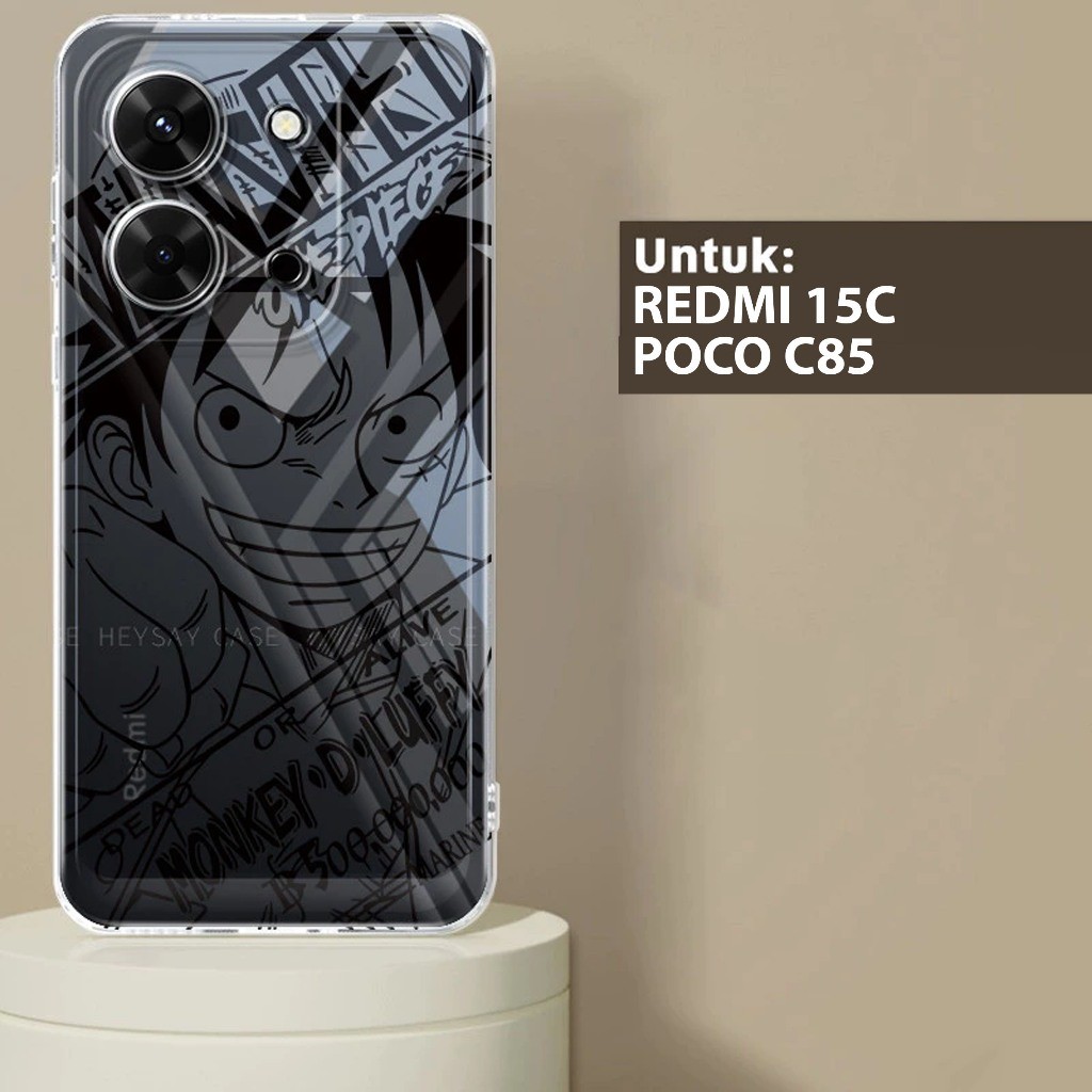 พรีเมี่ยม GLOSSY CLEARCASE เข็มทิศนุ่มสําหรับ REDMI 15C และ POCO C85 4G / 5G MOTIF PNG-ONEPIECE-2 CS