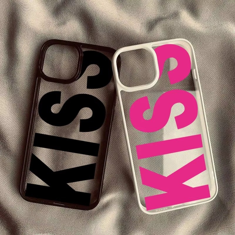 ปลอกสําหรับ Samsung S24 S23 FE S24 S25 Ultra S23 S22 S21 Plus S20 S21 FE Simple ตัวอักษรภาษาอังกฤษ Kiss Anti-Fall Clear Cover