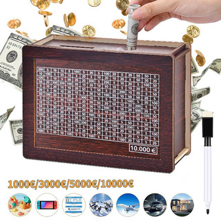 Simple Wooden Coin Bank Creative Money Box with Counter Desktop Ornament Gift Supplies（Peso version）