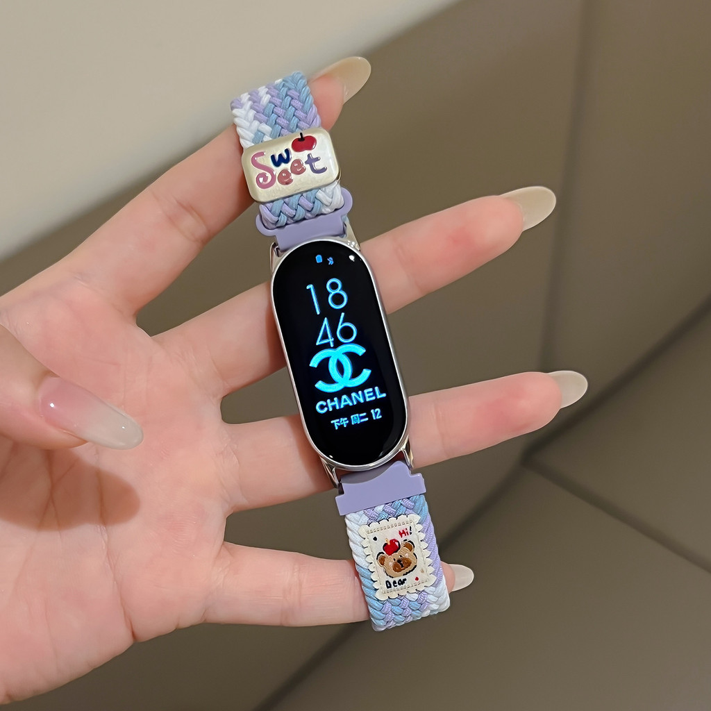 หัวเข็มขัดแม่เหล็ก สายรัดหมีน้อย สําหรับ เสี่ยวหมี่ ไมล์ วงดนตรี for Mi band 10 9 8 สร้อยข้อมือยางยืดปรับได้เปลี่ยนสายรัดข้อมือ