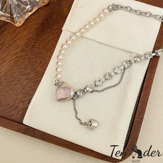 COD-ส่งเร็วจากไทย🎀สร้อยคอ หัวใจ ประดับไข่มุก ประดับเพชร เทรนด์แฟชั่น สาวฮอต กระดูกไหปลาร้าโซ่ เครื่องประดับแฟชั่น-Ten