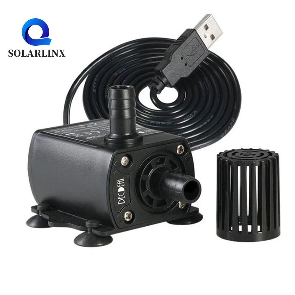 SOLARLINX ภูมิทัศน์ปั๊มน้ําหมุนเวียน, 5V 2.4W 4.8W ปั๊มจุ่มแบบไม่มีแปรง, บ่อปลาถังกรอง Ultra-quiet Mini USB กันน้ําสวนน้ําพุบ่อปลา Aquarium