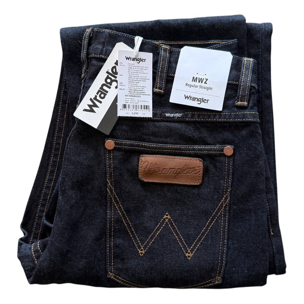 (MWZ102) WRANGLER MWZ ทรงเบสิค ขากระบอกตรง  ไม่ยืด เป้าซิป ของแท้จากช็อป