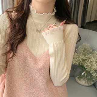 เสื้อถักแขนยาวสไตล์แอปริคอทสำหรับผู้หญิง ออกแบบใหม่ให้สวมใส่…