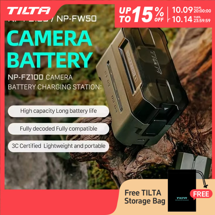 TILTA 2400mAh NP-FZ100 ชุดชาร์จแบตเตอรี่กล้อง 4 ช่อง NP-W235 / DMW-BLK22 / EN-EL15 / LP-E6 ที่ชาร์จแ