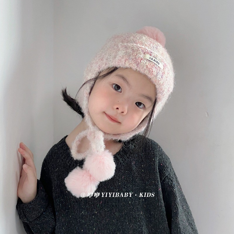 [2-6 ปี] เด็กหมวกน่ารักลูกขนสัตว์ถักหมวกขนสัตว์ชายหญิงฤดูใบไม้ร่วงฤดูหนาวทารกอบอุ่น กันลม ป้องกันหู เล่ย ฮ หมวก เอสเอ็ม509