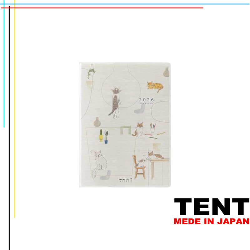 Midori Pocket Diary 2026 A6 Weekly Cat Pattern 22367006 (Starts January 2026)