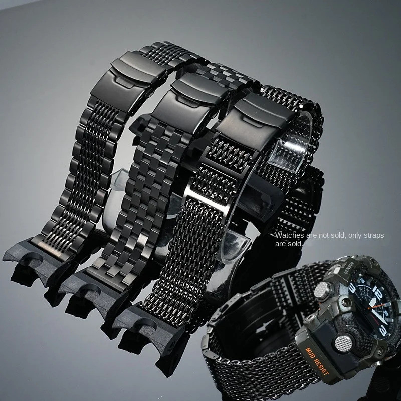 GG-B100 สายสแตนเลสสําหรับ Casio G-SHOCK 5594 GG-B100-1A/1A3/1A9 ดัดแปลงสายนาฬิกาใหม่ Little Mud King สร้อยข้อมือเหล็ก