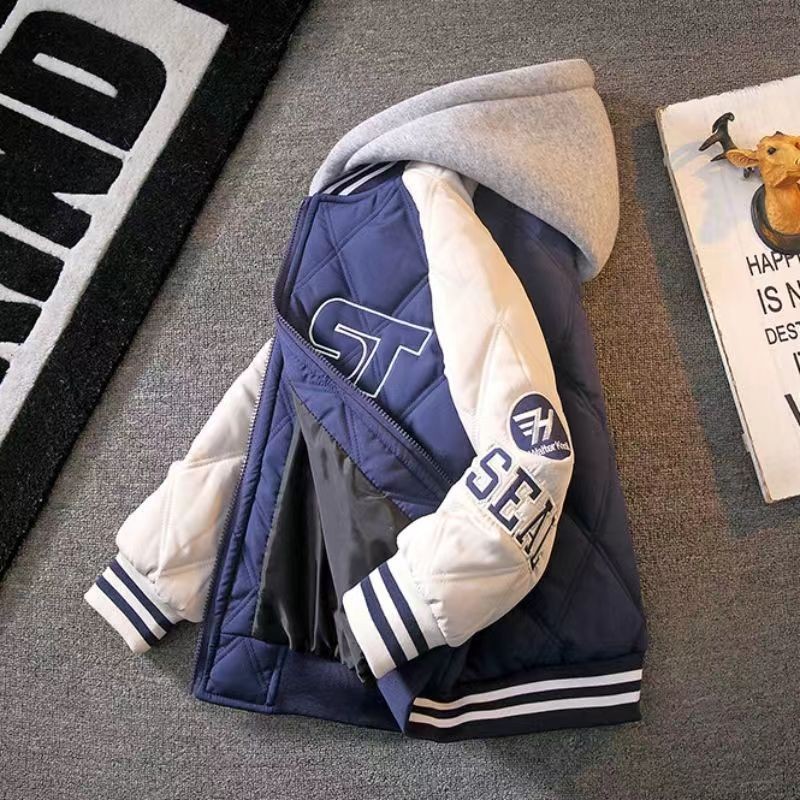 D1011 เวอร์ชั่นเกาหลีหล่อ Hooded Soft Boy แจ็คเก็ตฤดูหนาว Quilted หนากลางเด็กใหญ่เสื้อเด็กฤดูหนาวเสื้อผ้าฤดูใบไม้ร่วงฤดูหนาวผ้าฝ้ายเบาะเสื้อผ้า Casual All-Match ริ้วรอย @-