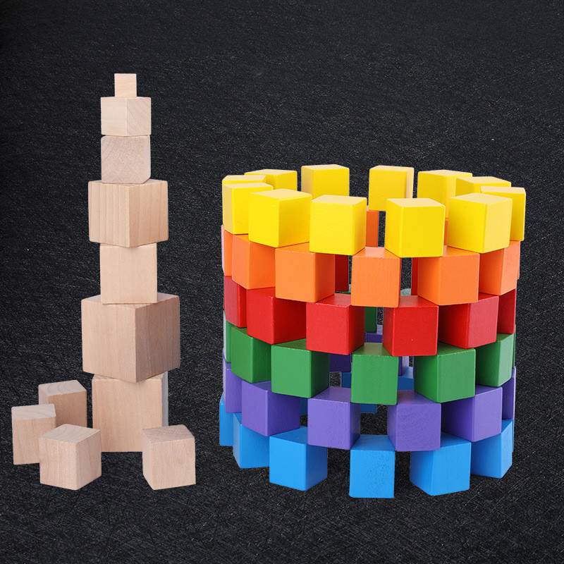 Grain Cube ไม้บล็อกตัวต่อขนาดเล็กไม้ Cube ไม้ Montessori คณิตศาสตร์ช่วยสอนเด็ก20251013