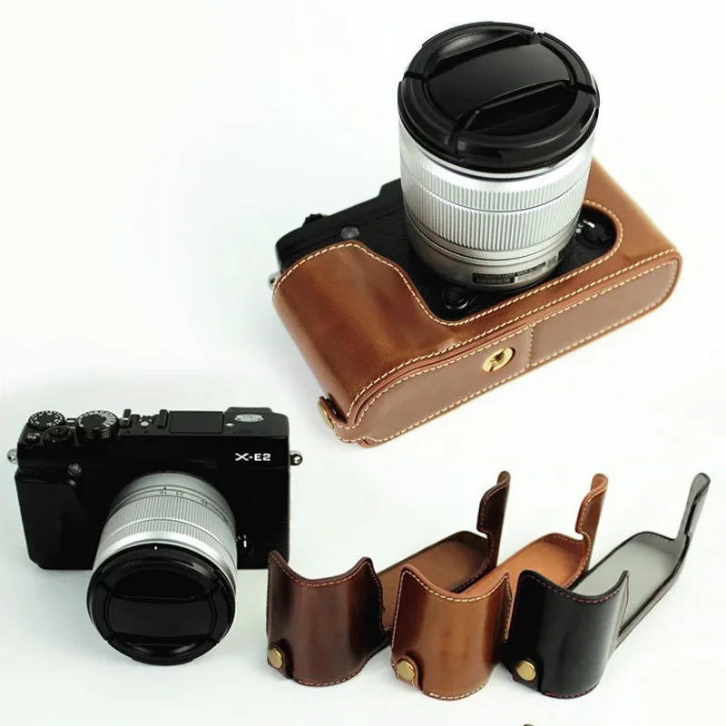 เคสหนังครึ่งสําหรับ FUJI X-E2s X-E2 Fujifilm XE2 XE2s ด้ามจับกล้อง