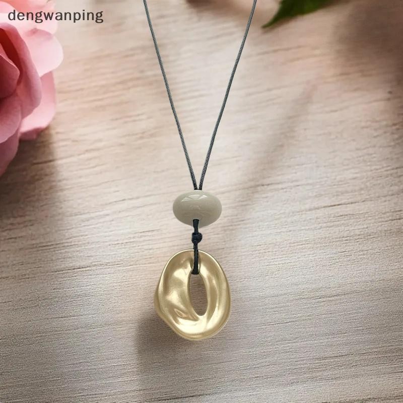 [DWP] โลหะเคลือบไม่สม่ําเสมอจี้สร้อยคอที่เรียบง่ายปรับโซ่เสื้อกันหนาวยาวแฟชั่นเครื่องประดับอุปกรณ์เส