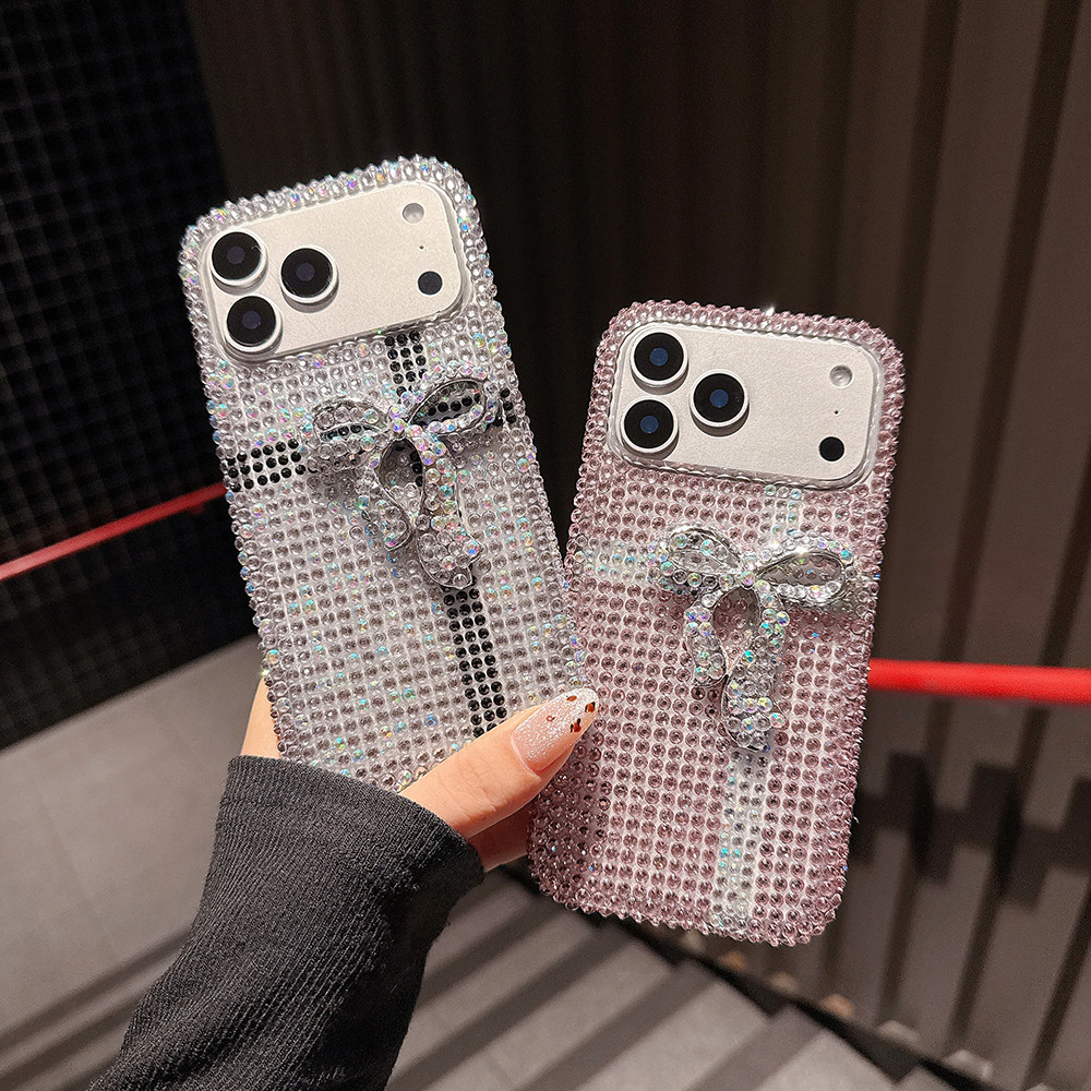 Sparkling Rhinestone Bowเคสโทรศัพท์สําหรับIPhone 17 Pro Max IP 16 Pro Max 13/14/15 Promax 17promax