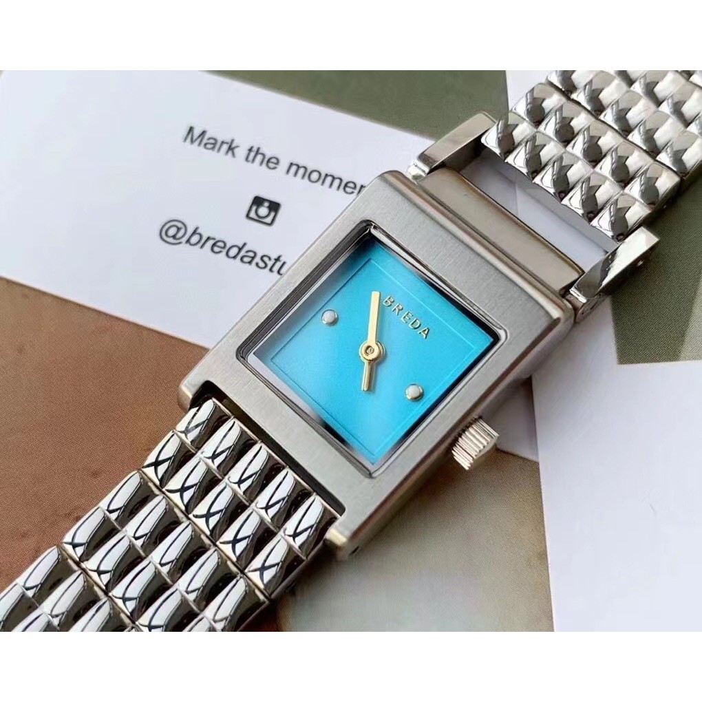 Breda สไตล์ใหม่ ins Retro Small Square หน้าปัดขนาดเล็กนาฬิกาแฟชั่นผู้หญิง Niche ยุโรปอเมริกันนาฬิกาค