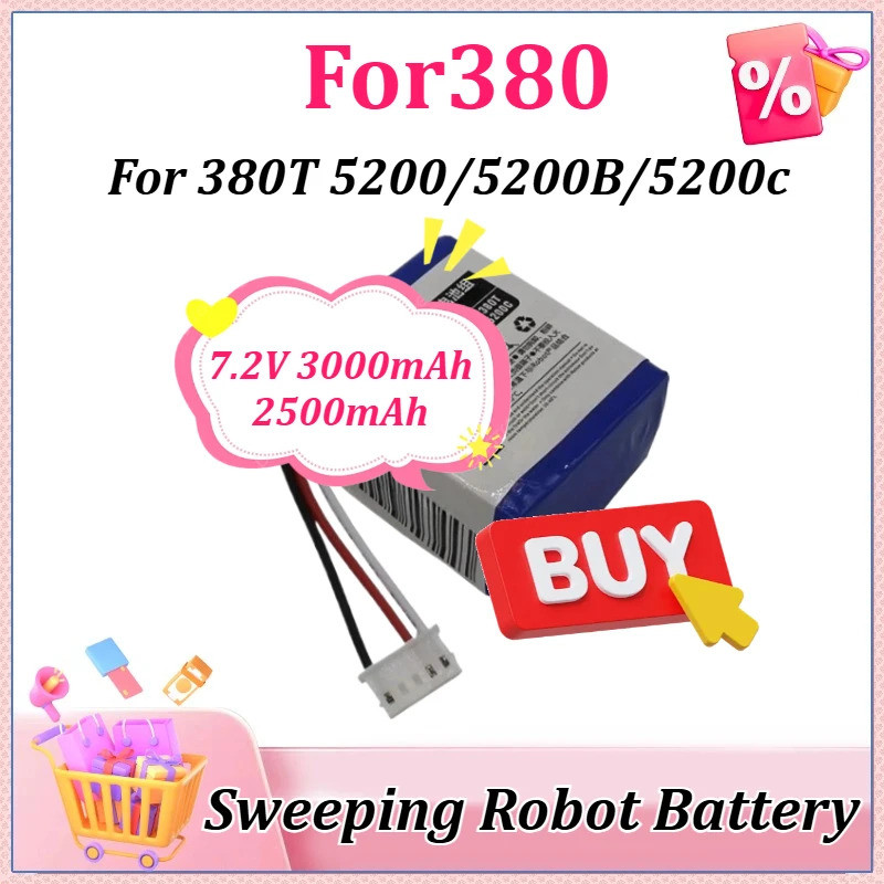 Ni-MH แบตเตอรี่ 7.2V 3000mAh 2500mAh สําหรับ IRobot Roomba สําหรับ Braava 380 380T Mint 5200 5200B 5