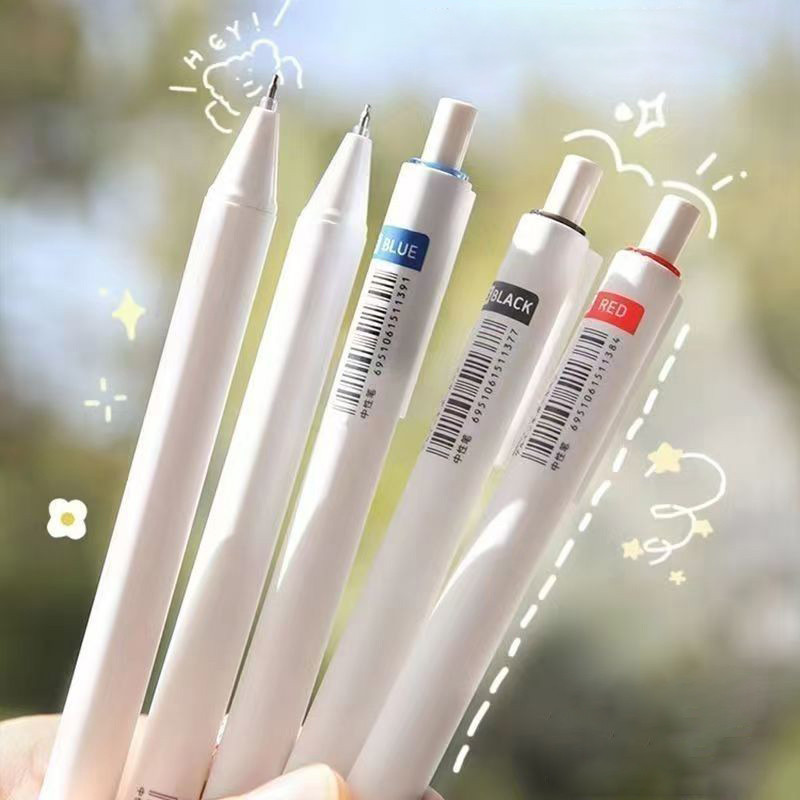 ชุดปากกาเจลดึง 5 แท่ง หัว ST 0.5 mm หมึกดำ แดง น้ำเงิน ปากกาลูก rollerball ของใช้สอบ งานส่งโรงเรียน