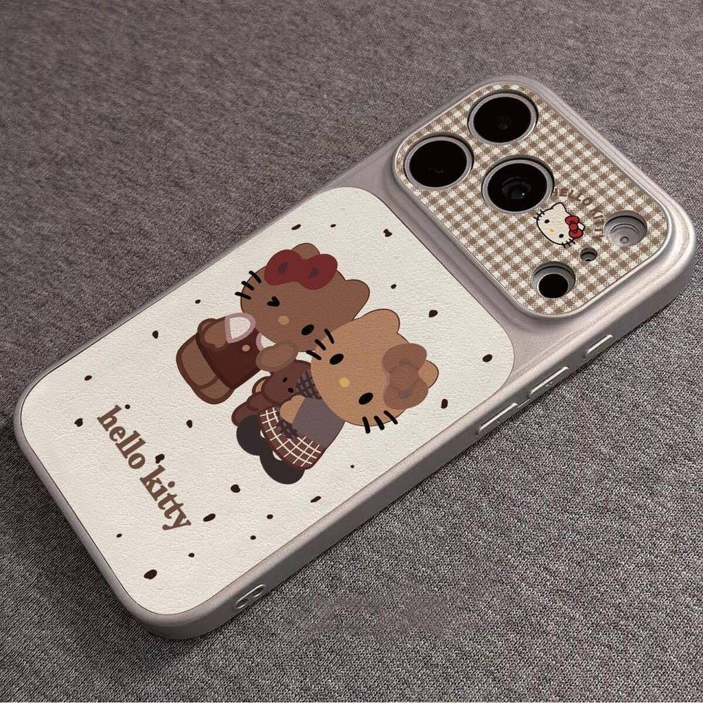 สีน้ําตาลตารางแมวเหมาะสําหรับSamsung S24feเคสโทรศัพท์S26 หนังS23ultraหญิงS21 +/ s22/a54/a52 Creative Shock-resistant a72/a73/a33 นุ่มA34 รวมทุกอย่างApple 17promax