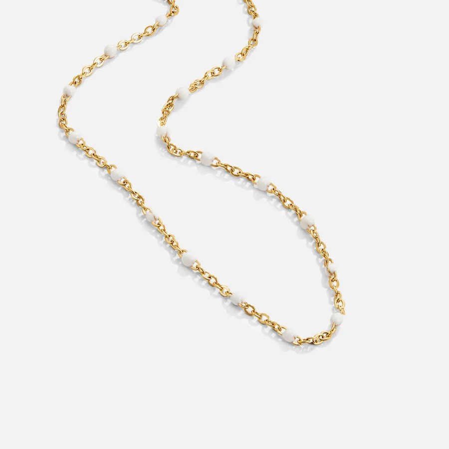 Epoxy Color Enamel Glaze Chain Peas สร้อยคอสแตนเลสสร้อยคอ Niche ยุโรปอเมริกัน Simple Clavicle CHAIN 