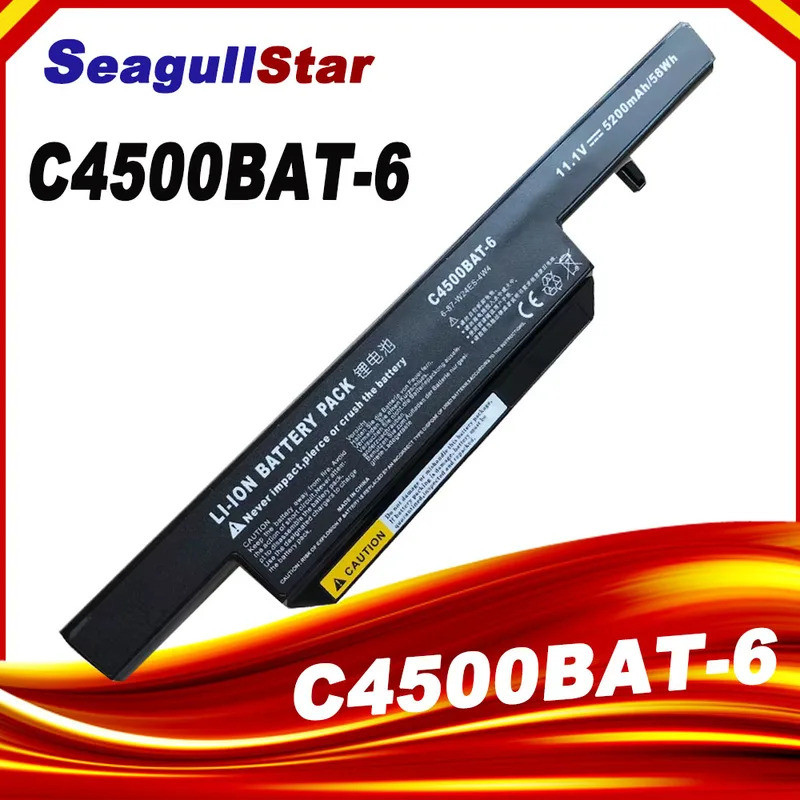 C4500BAT-6 C4500BAT 6 แบตเตอรี่แล็ปท็อปสําหรับ Clevo C4500 C4500Q 5200Mah BAT-B5105M C4100