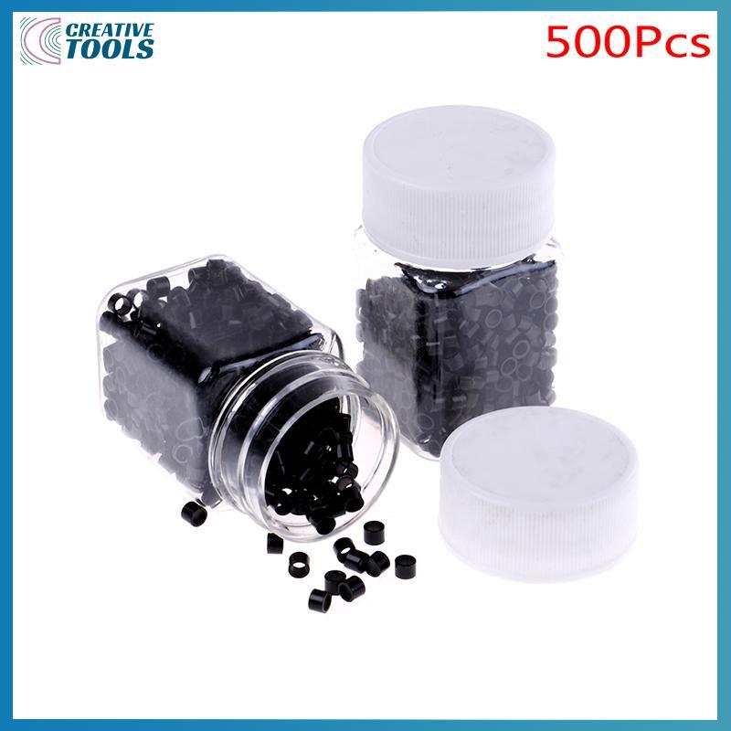 พร้อมสต็อก 500 ชิ้น 4 มิลลิเมตรซิลิโคนเรียงรายไมโครแหวนลิงค์ลูกปัดสําหรับต่อผมของมนุษย์