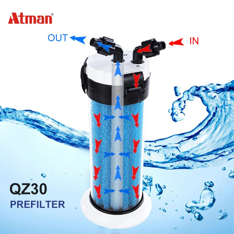 Atman-Aquarium Fish Tank Pre-Filter, Turtle Tank, Externe Filter for Zoet Water และ Zeewater, QZ30