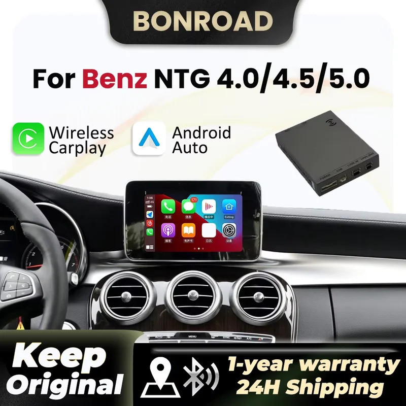 ไร้สาย CarPlay Android Auto โมดูลสําหรับ Mercedes Benz GLK W207 W212 W204 SLS W218 NTG4.0 NTG4.5 NTG