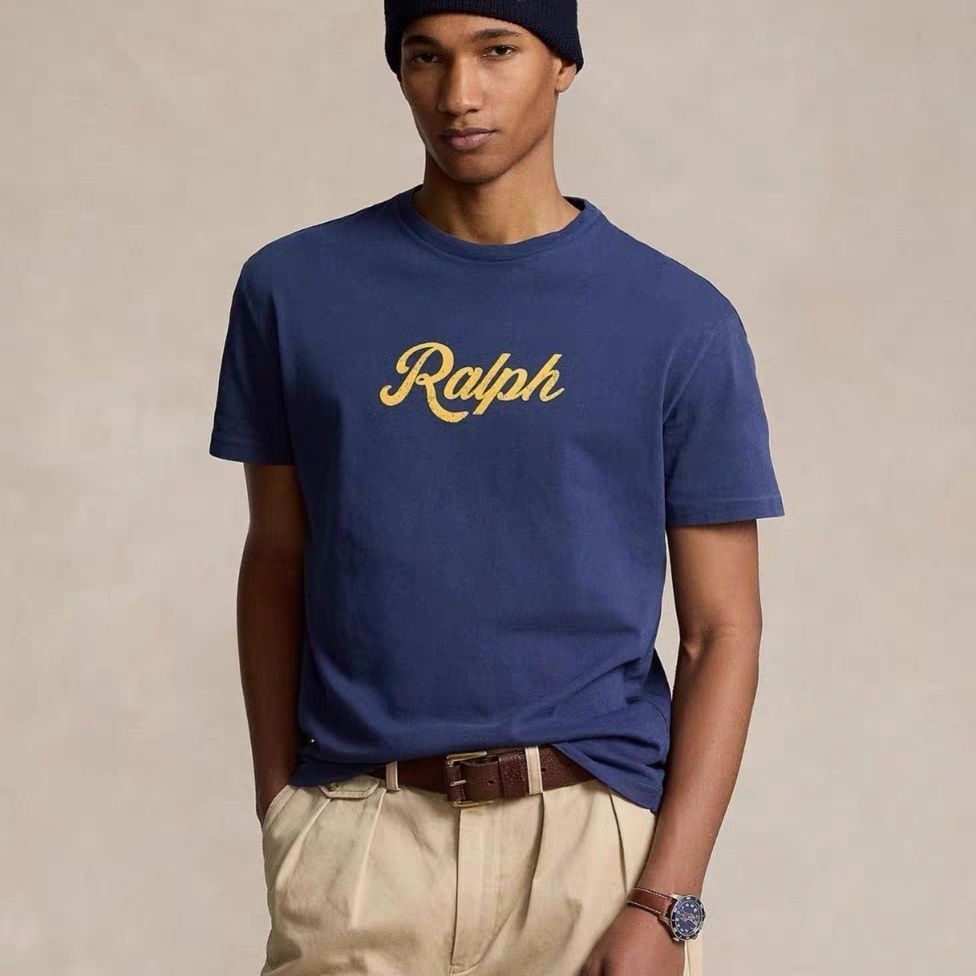 Ralph Mens Outdoor Leisure Sports เสื้อยืดแขนสั้นผ้าฝ้ายแท้