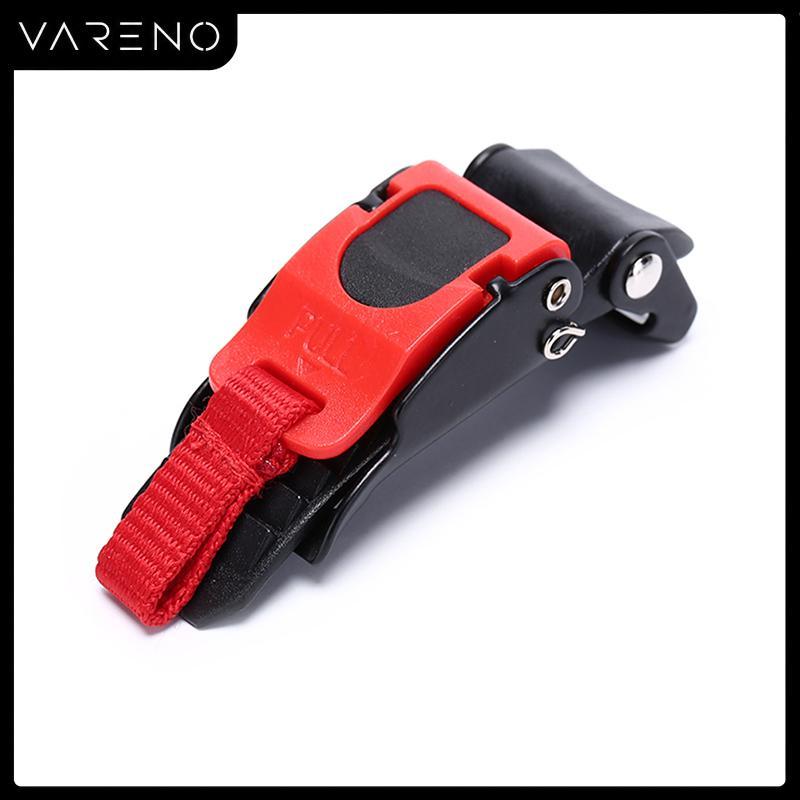 Vareno สายรัดหมวกกันน็อค1ชิ้นหัวเข็มขัดดึงหัวเข็มขัดสีดำและสีแดง