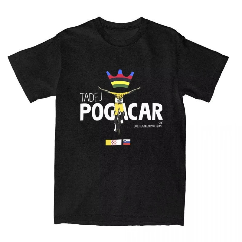 [มีสินค้า] เสื้อยืดทีมปั่นจักรยาน Tadej Pogacar เสื้อ Pogi ผ้าฝ้าย เสื้อ Tour-De France เสื้อยืดแขนส