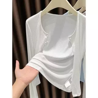 ส่งจากไทยทุกวัน สไตล์ใหม่ เสื้อคาร์ดิแกนแจ็คเก็ตบางเสื้อผ้าป้องกันแสงแดดผ้าคลุมไหล่ผู้หญิง Velca
