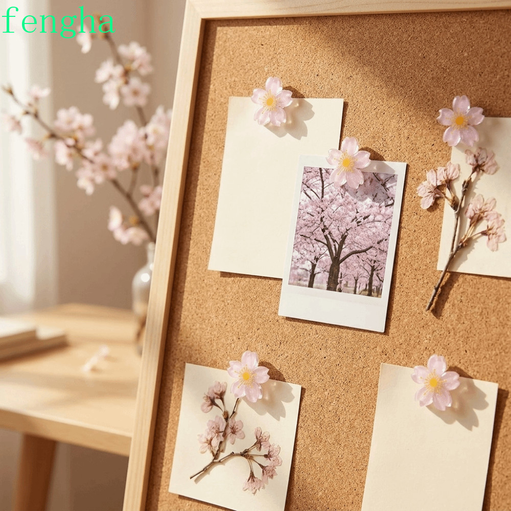 FENGHA 20/30 ชิ้น Cherry Blossom Thumbtacks, ดอกไม้รูปหัว Cherry Blossom รูปดอกไม้ Push Pins, ทนทานเรซิ่นออกแบบที่ละเอียดอ่อนวัสดุโลหะตกแต่ง Tacks โต๊ะทํางาน