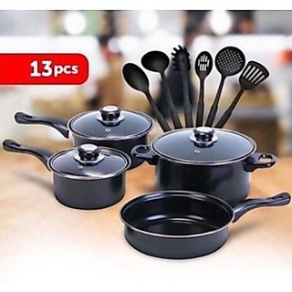 HT 13 pcs Cookware Set Non Stick Pan and Casserole with Kitchen Tools Set